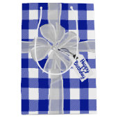 ハッピーバースデーボウオンプレイド ミディアムペーパーバッグ (正面)