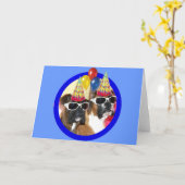 ハッピーバースデーボクサーのグリーティングカード カード (黄色い花)