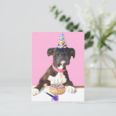 ハッピーバースデーボクサー犬はがき ポストカード (スタンド正面)