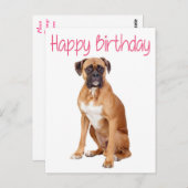 ハッピーバースデーボクサー犬はがき ポストカード (正面/裏面)