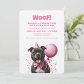 ハッピーバースデーボクサー(ピンクバルーン付きカスタム) 招待状 (スタンド正面)