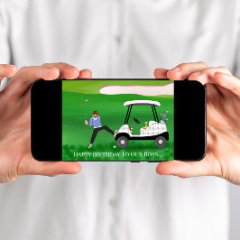 ハッピーバースデーボス – 状況の中のゴルファーおもしろい カード