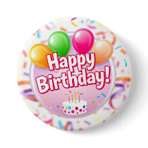 ハッピーバースデーボタン（ピンク）