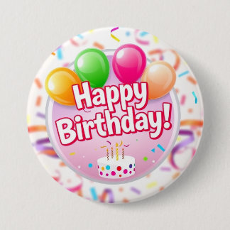 ハッピーバースデーボタン（ピンク） 缶バッジ