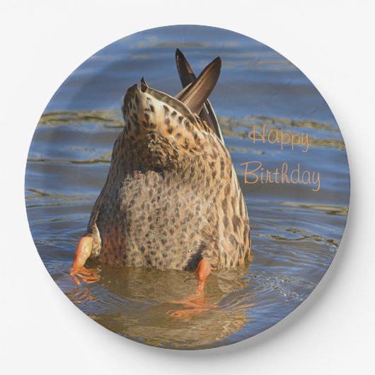 ハッピーバースデーボトムズアップダック ペーパープレート (正面)