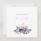 ハッピーバースデーボヘミアンブルーガーデンフローラル カード (裏面)