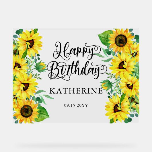 ハッピーバースデーボホサンフラワーズ |ユーカリパーティー アクリルサイン (正面)