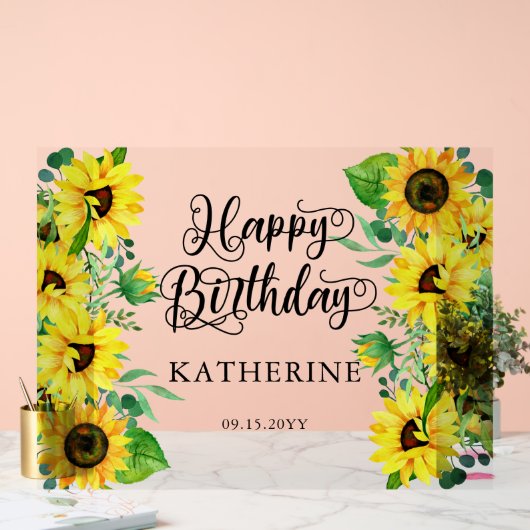 ハッピーバースデーボホサンフラワーズ |ユーカリパーティー アクリルサイン (ウェディング)