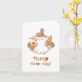 ハッピーバースデーボホハロウィーン幽霊グリーティングカード カード (黄色い花)