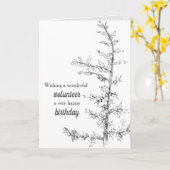 ハッピーバースデーボランティアジュニパーツリーブランチ カード (黄色い花)