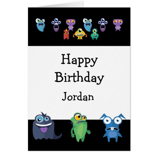 ハッピーバースデーボーイガールおもしろいモンスターアニメ (正面)