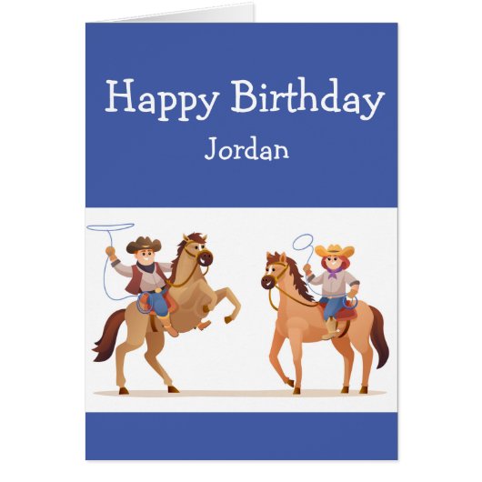 ハッピーバースデーボーイガールラブカウボーイズ女性のカーボーイ (正面)