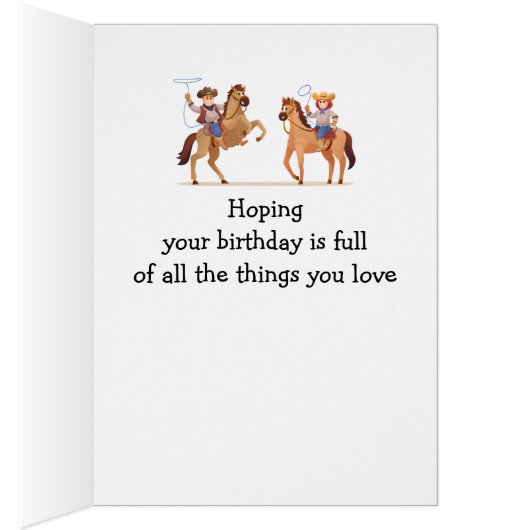 ハッピーバースデーボーイガールラブカウボーイズ女性のカーボーイ (内側 (右))