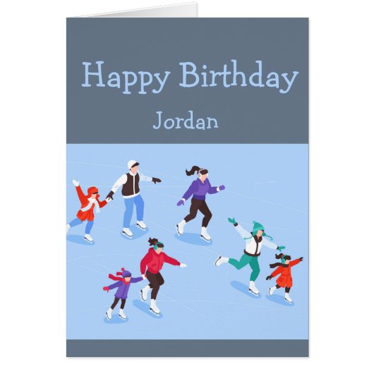 ハッピーバースデーボーイガールラブズスケートで滑る (正面)