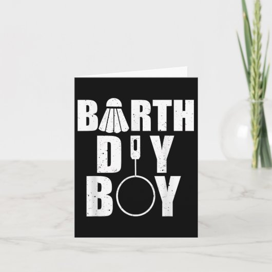 ハッピーバースデーボーイバドミントン選手シャトルアザ カード (正面)