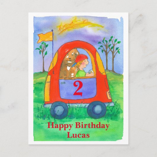 ハッピーバースデーボーイ名前をカスタムする ポストカード (正面)