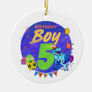 ハッピーバースデーボーイ第5期誕生日恐竜 セラミックオーナメント