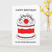 ハッピーバースデーボーリング仲間 カード (黄色い花)