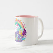 ハッピーバースデーポスター"グリーティングカードデザインマグカップ ツートーンマグカップ (正面右)