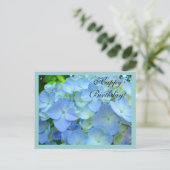 ハッピーバースデーポストカードブルーフローラ花 ポストカード (スタンド正面)