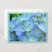 ハッピーバースデーポストカードブルーフローラ花 ポストカード (正面/裏面)