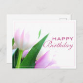 ハッピーバースデーポストカード（チューリップ付き） ポストカード (正面/裏面)