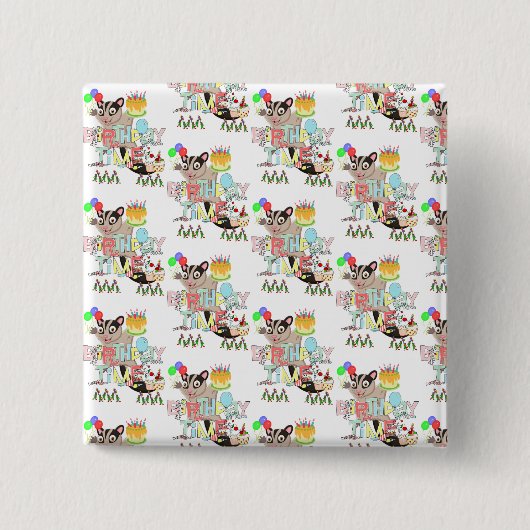 ハッピーバースデーポッサムケーキサプライズボタン 缶バッジ (正面)