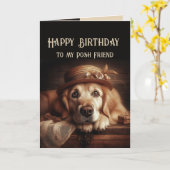 ハッピーバースデーポッシュフレンドおもしろいウェルドッグ カード (黄色い花)