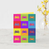 ハッピーバースデーポップ・アートのアートカニ数々のカ色 カード (黄色い花)