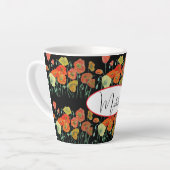 ハッピーバースデーポピーフローラオレンジレディースネームマグ カフェラテマグ (左アングル)