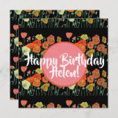 ハッピーバースデーポピーフローラレディースネームカード シーズンカード (正面/裏面)