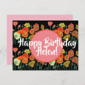 ハッピーバースデーポピーフローラレディース名葉書 ポストカード (正面/裏面)