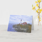 ハッピーバースデーポートランドヘッドライトハウスアート カード (黄色い花)