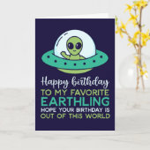 ハッピーバースデーマイお気に入りのアースリングおもしろいエイリアン カード (黄色い花)