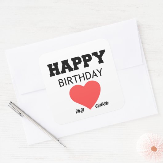ハッピーバースデーマイクイーン スクエアシール (封筒)