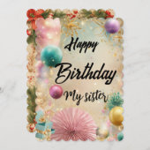 ハッピーバースデーマイシスターカード 招待状 (正面/裏面)
