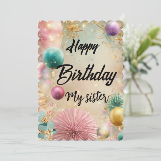 ハッピーバースデーマイシスターカード 招待状 (スタンド正面)