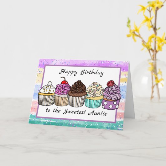 ハッピーバースデーマイスウィートアウンティ カード (黄色い花)