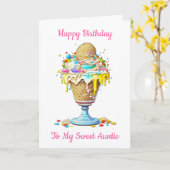 ハッピーバースデーマイスウィートアウンティ カード (黄色い花)