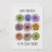 ハッピーバースデーマイ親愛フレンド水彩花 (正面/裏面)