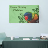 ハッピーバースデーマカラフルコーパロットグリーン葉 横断幕 (トレードショー)