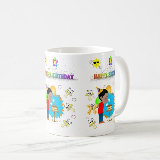 ハッピーバースデーマグアフリカンボイッシュルーム コーヒーマグカップ (正面右)