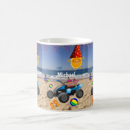 ハッピーバースデーマグアフリカンボーイビーチサンド コーヒーマグカップ (中央)