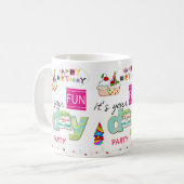 ハッピーバースデーマグカップおもしろいカップケーキ コーヒーマグカップ (正面左)