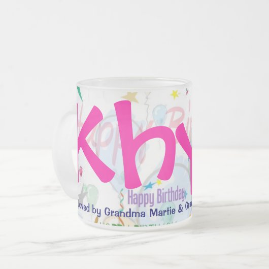 ハッピーバースデーマグカップ（パーソナライズ） フロストグラスマグカップ (正面左)