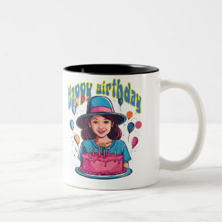 ハッピーバースデーマグデザインfor girls ツートーンマグカップ