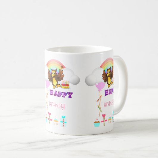 ハッピーバースデーマグフクロウ コーヒーマグカップ (正面右)