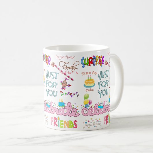 ハッピーバースデーマグフレンズファミリーサプライズ コーヒーマグカップ (正面右)