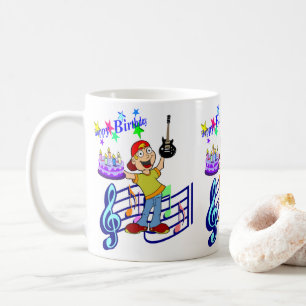 ハッピーバースデーマグミュージシャンギター コーヒーマグカップ