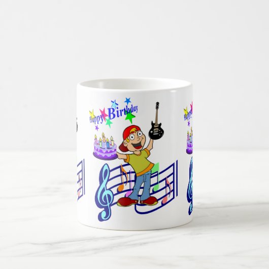 ハッピーバースデーマグミュージシャンギター コーヒーマグカップ (中央)